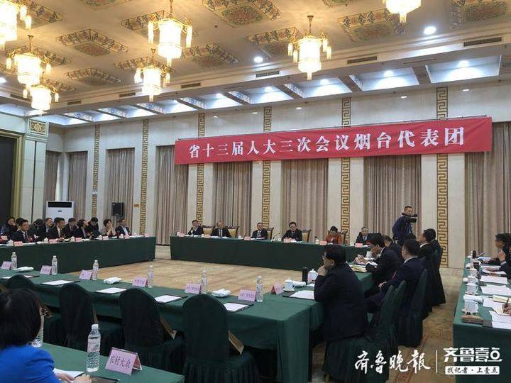 济南青岛烟台代表团团组会议正集中接受采访